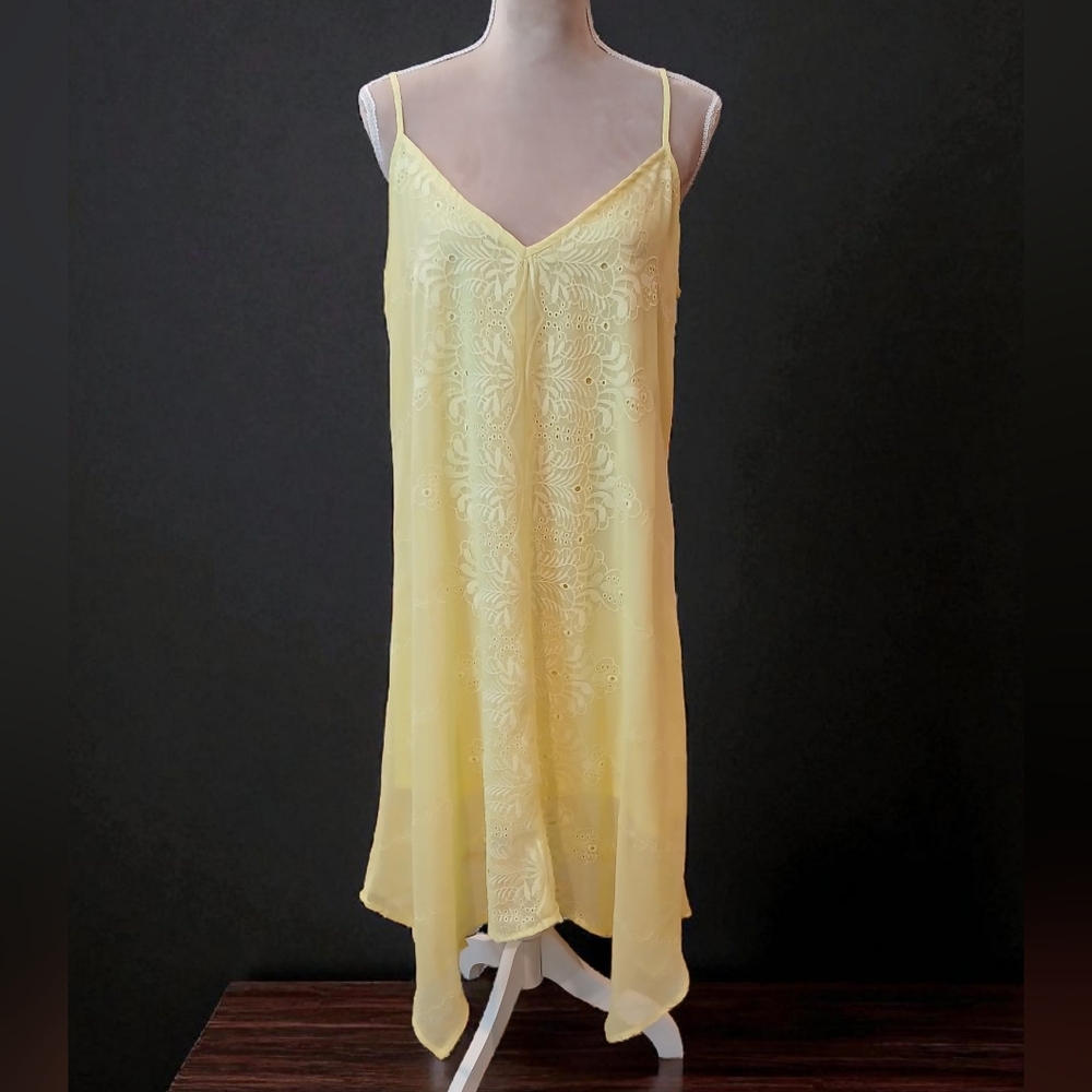 Heart Soul Yellow Lace Assymetric Slip Dress Large Fairycore Romantic Whimsical